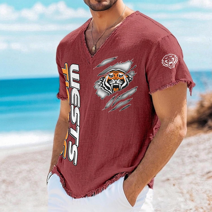 WST x NRL V-Neck Linen Beach Shirt 1905 DatND DVT