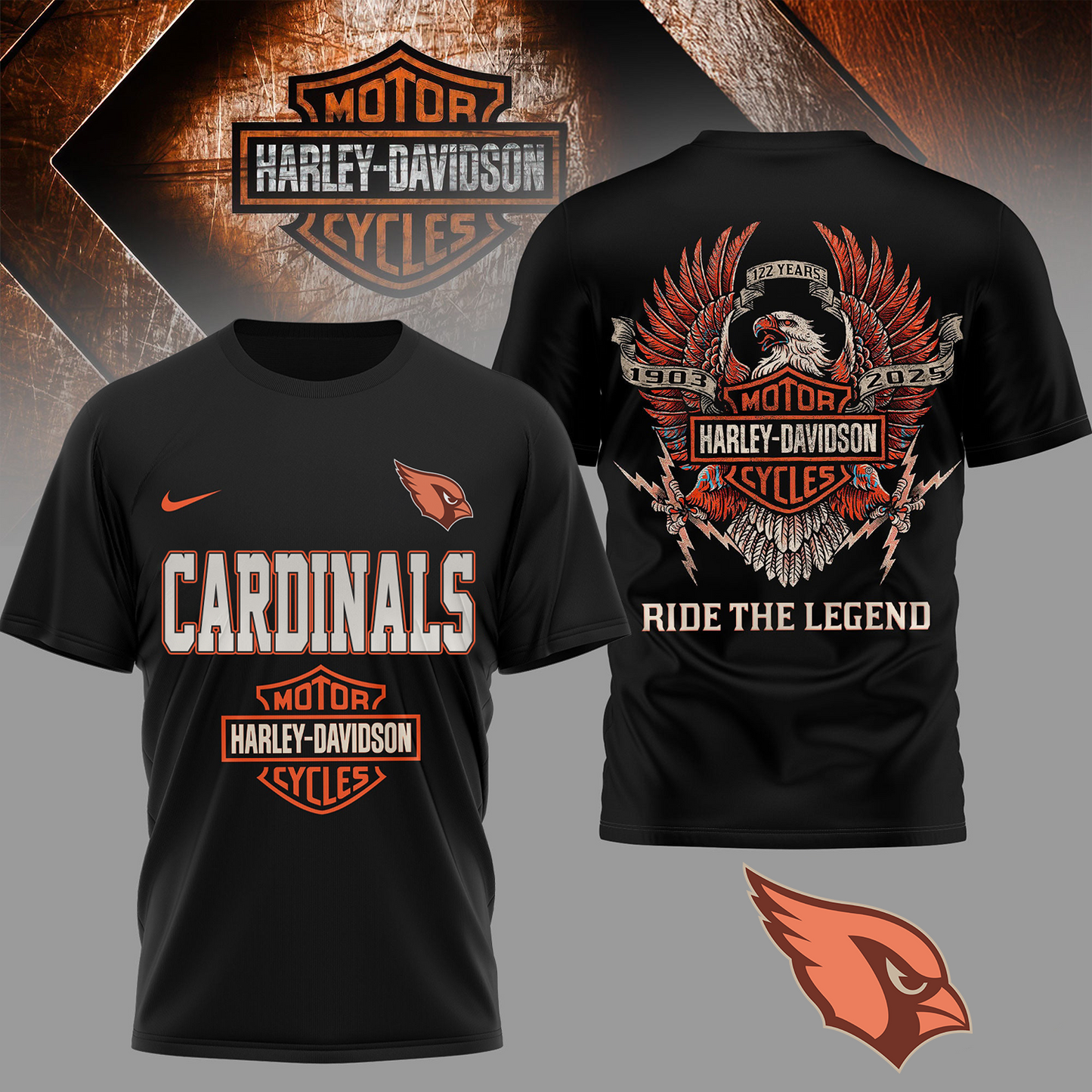 ARI Premium NFL 122 Year Harley Davidson 3D Shirt 2603 DatND DVT