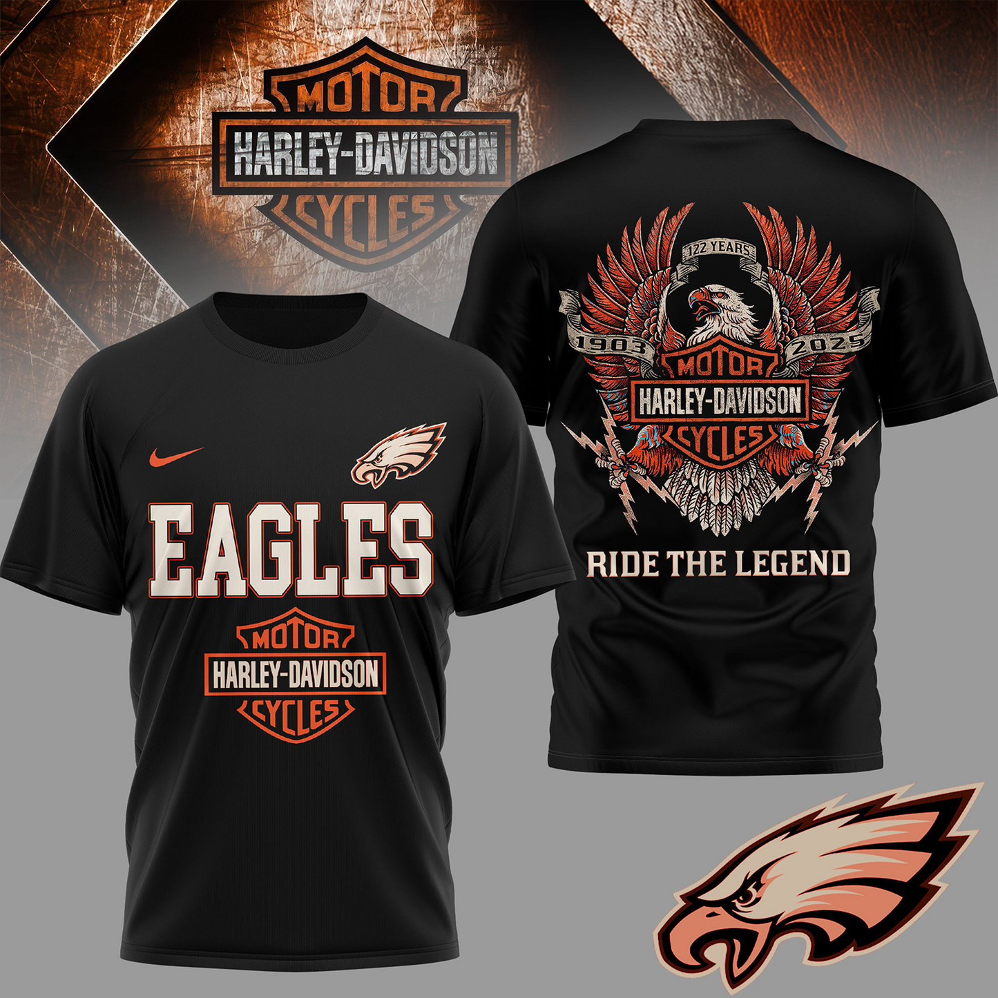 PHI Premium NFL 122 Year Harley Davidson 3D Shirt 2603 DatND DVT