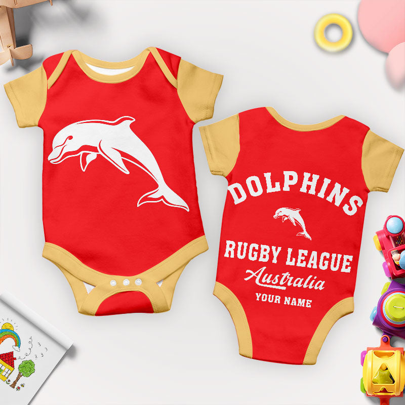 PREMIUM NRL X DOL New Baby Romper Custom Name For Kids NDT LVH