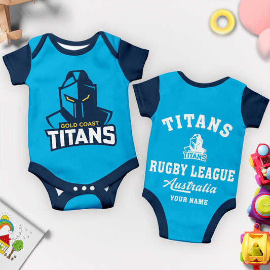 PREMIUM NRL X GCT New Baby Romper Custom Name For Kids NDT LVH