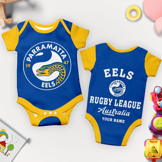 PREMIUM NRL X PE New Baby Romper Custom Name For Kids NDT LVH